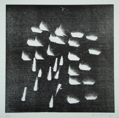 Incisione Su Legno Hartung - H-19-1973