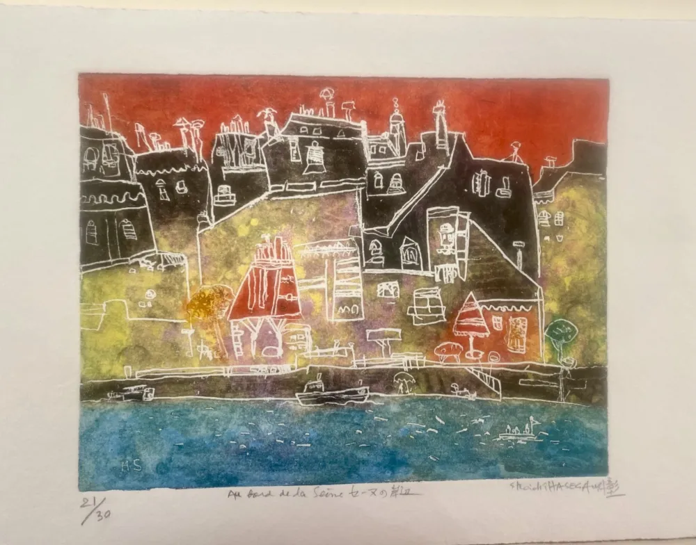 Incisione Hasegawa - Au bord de la seine 