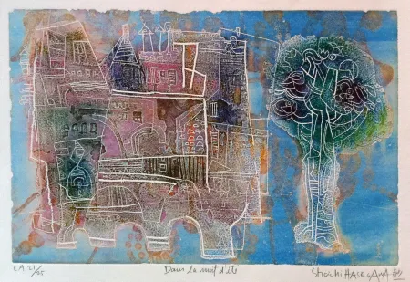 Incisione Hasegawa - Dans La nuit d'été 