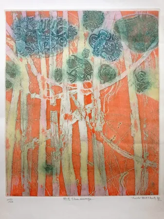 Incisione Hasegawa - Fleur Sauvage/Wild Flower, Hand-signed etching in colors, 1970s