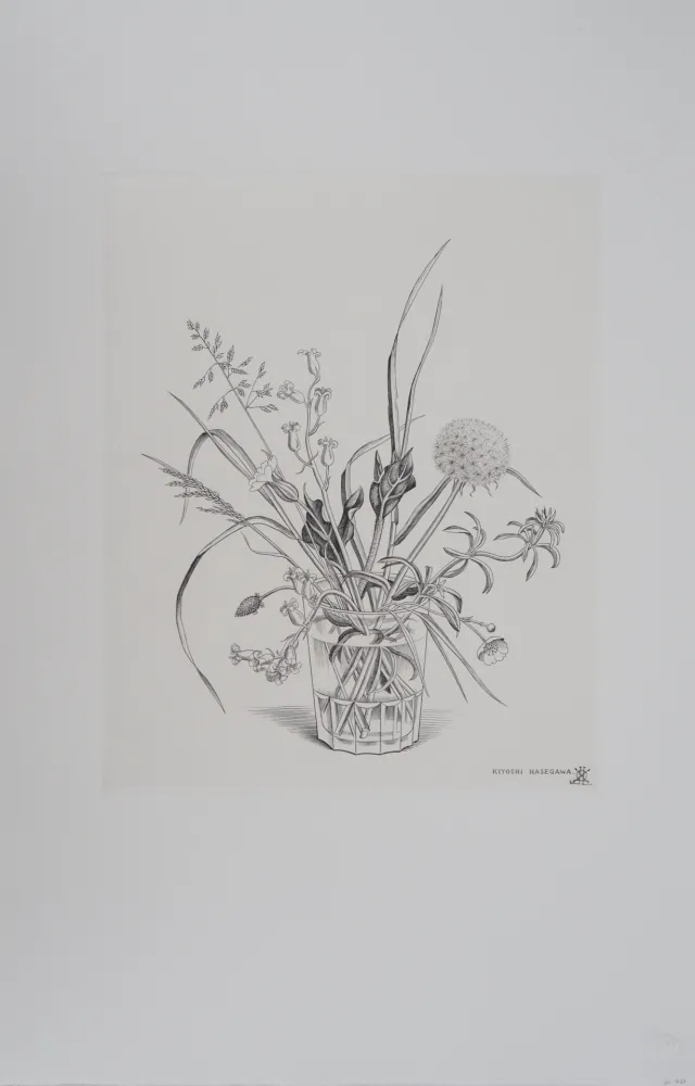 Incisione Hasegawa - Fleurs des champs dans un verre (automne)