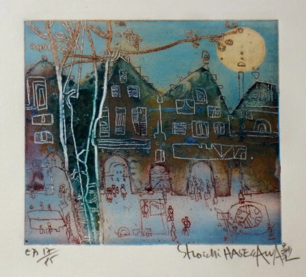 Incisione Hasegawa - Regard sur Frankfort 