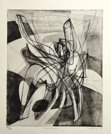 Acquaforte Hayter - Angels wrestling