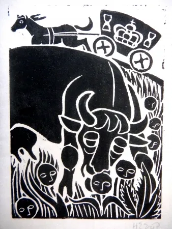 Linoincisione Heerup - Grass I