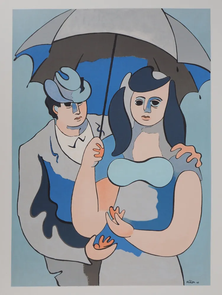 Litografia Helion - Couple sous un parapluie