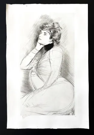 Incisione Helleu - Femme assise de profile