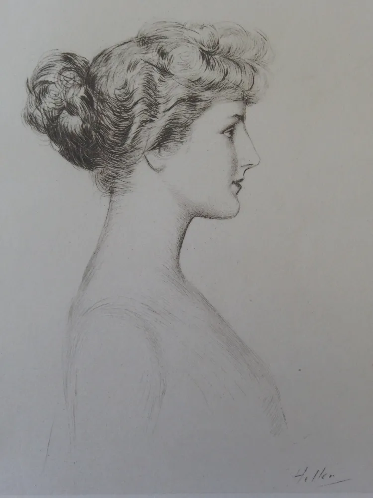 Incisione Helleu - Femme de profil