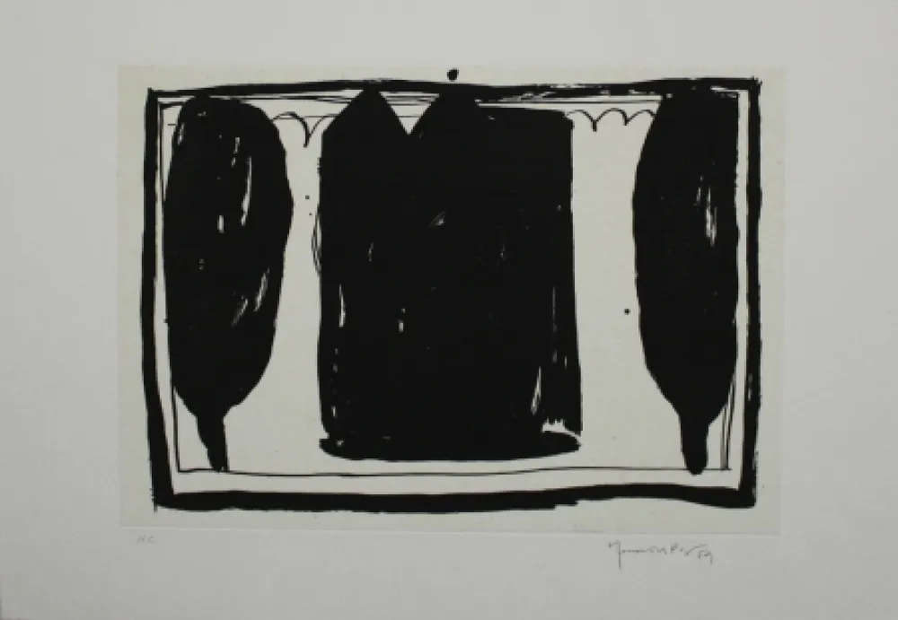 Acquatinta Hernandez Pijuan - Arbres i casa I