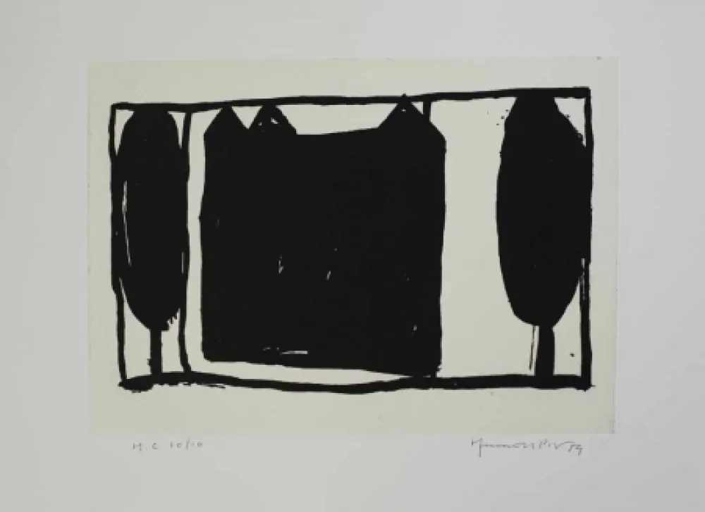 Acquatinta Hernandez Pijuan - Arbres i casa II