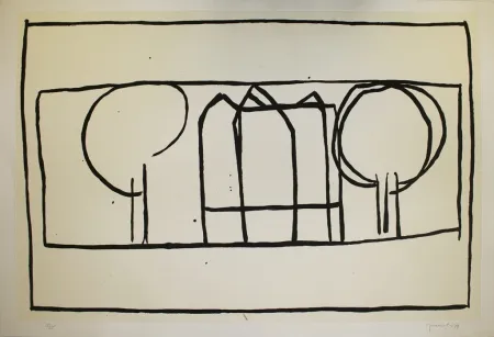 Acquatinta Hernandez Pijuan - Cases i arbres 2