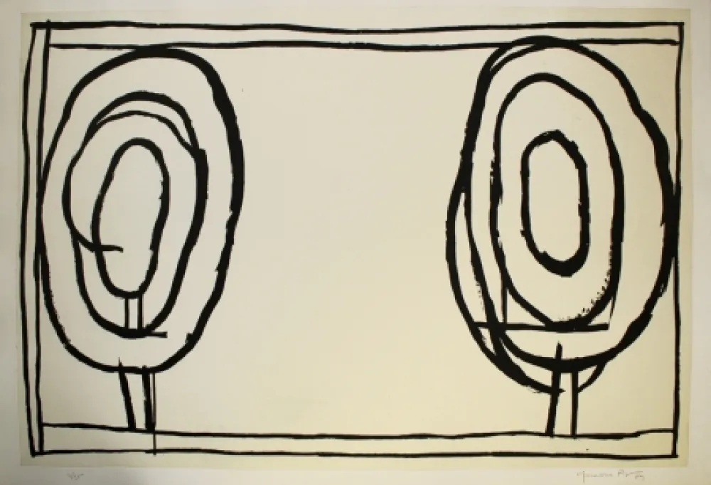 Acquatinta Hernandez Pijuan - Cases i arbres 3