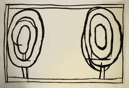 Acquatinta Hernandez Pijuan - Cases i arbres 3