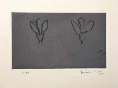 Incisione Hernandez Pijuan - Flores sobre gris