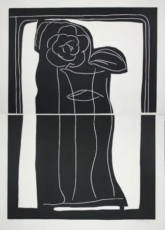 Linoincisione Hernandez Pijuan - Gerro amb flors / Vase with Flowers