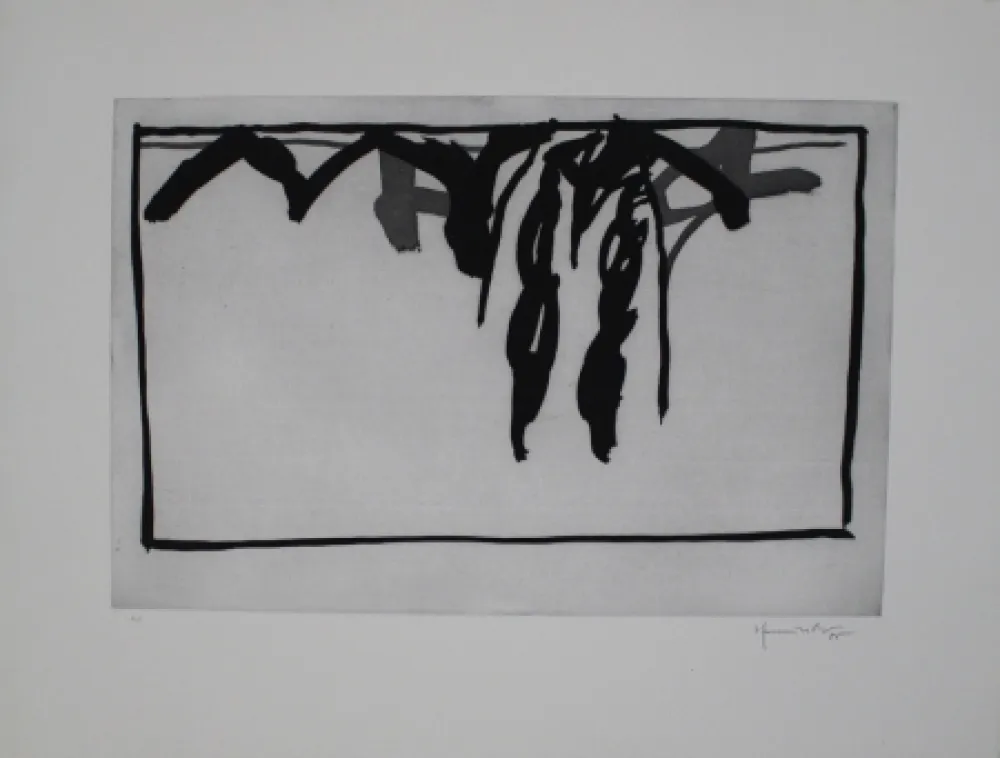 Acquatinta Hernandez Pijuan - Paisatge amb xiprers III / Landscape with Cypresses III