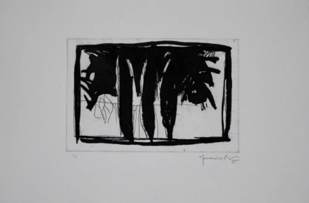 Acquaforte E Acquatinta Hernandez Pijuan - Xiprers al claustre / Cypresses in the Cloister