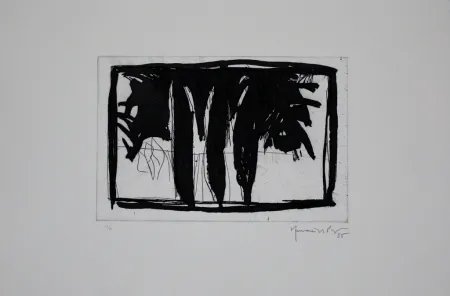 Acquaforte E Acquatinta Hernandez Pijuan - Xiprers al claustre / Cypresses in the Cloister