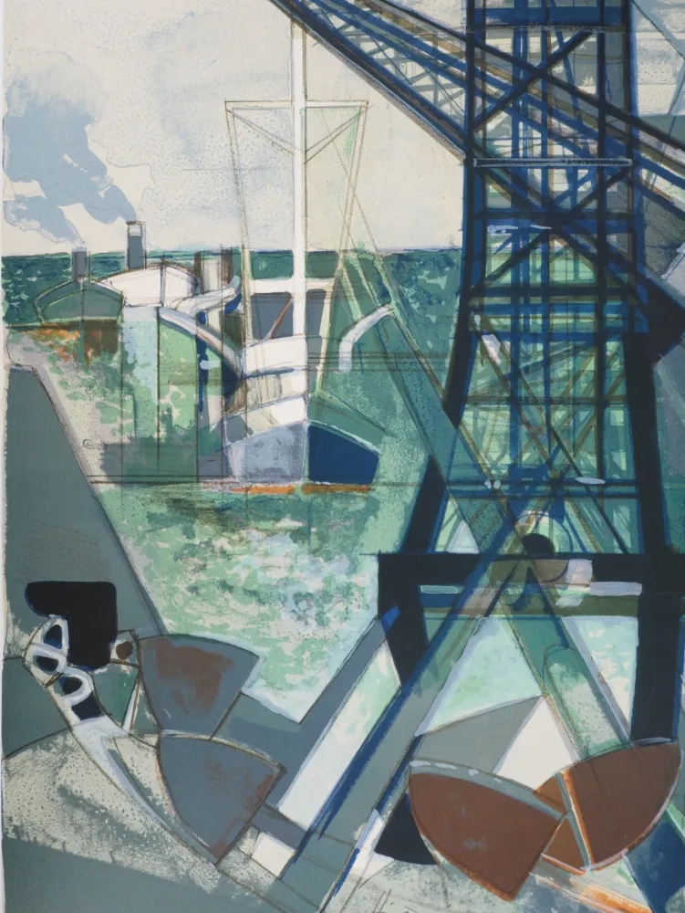 Litografia Hilaire - Normandie : Bateau de pèche rentrant au Havre