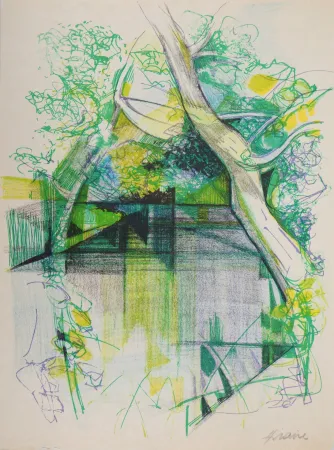 Litografia Hilaire - Printemps en Alsace (la Moder près de Haguenau)