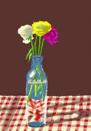 Multiplo Hockney - 23rd March 2021, Flowers in a Milk Bottle