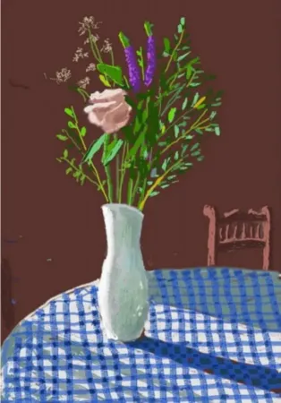 Multiplo Hockney - 4th February 2021, Flowers in a White Vase with Chair