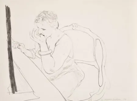 Litografia Hockney - Celia Adjusting Her Eyelash