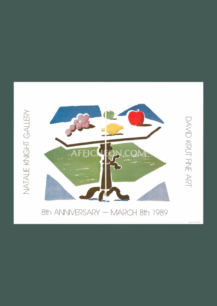 Litografia Hockney - David Hockney: 'Apple, Grapes, Lemon on a Table' 1989 Offset-lithograph