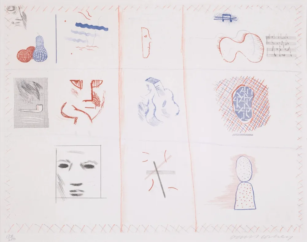 Acquaforte E Acquatinta Hockney - Franco-American Mail (from The Blue Guitar)