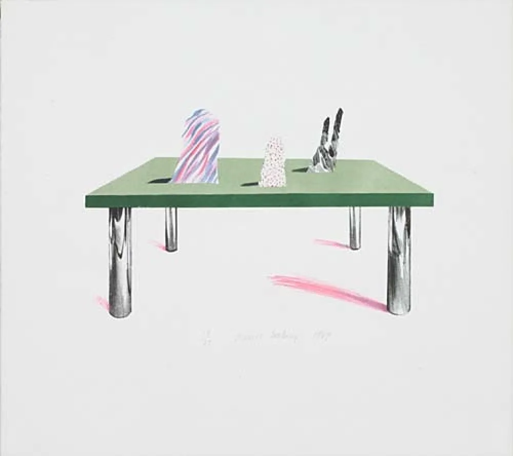 Litografia Hockney - Glass Table with Objects