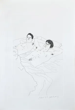 Acquaforte E Acquatinta Hockney - Illustrations for Fourteen Poems from C.P. Cavafy: In Despair