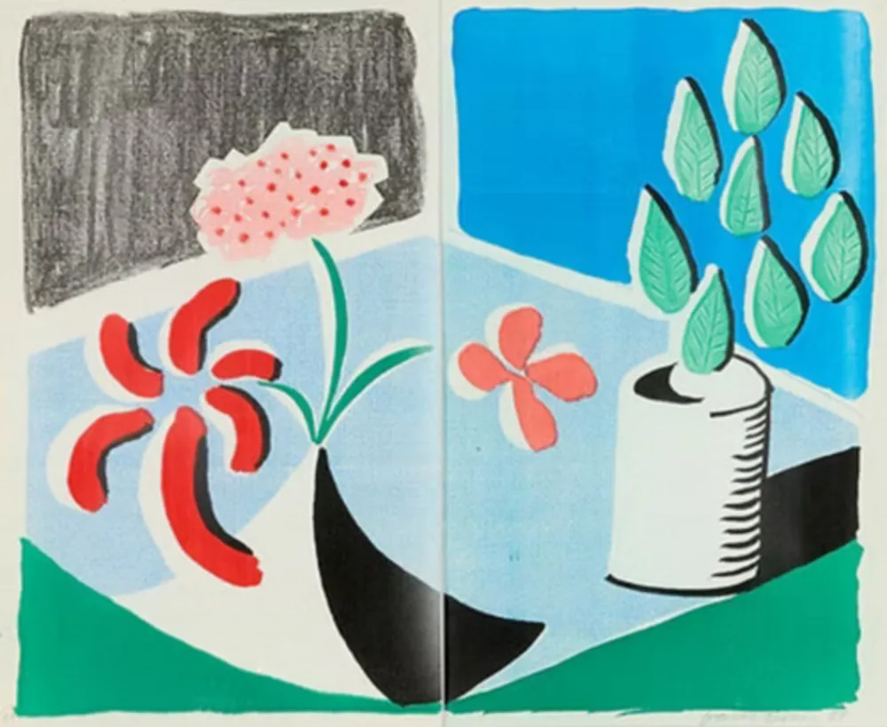 Multiplo Hockney - Red Flowers and Green Leaves, Separate, May
