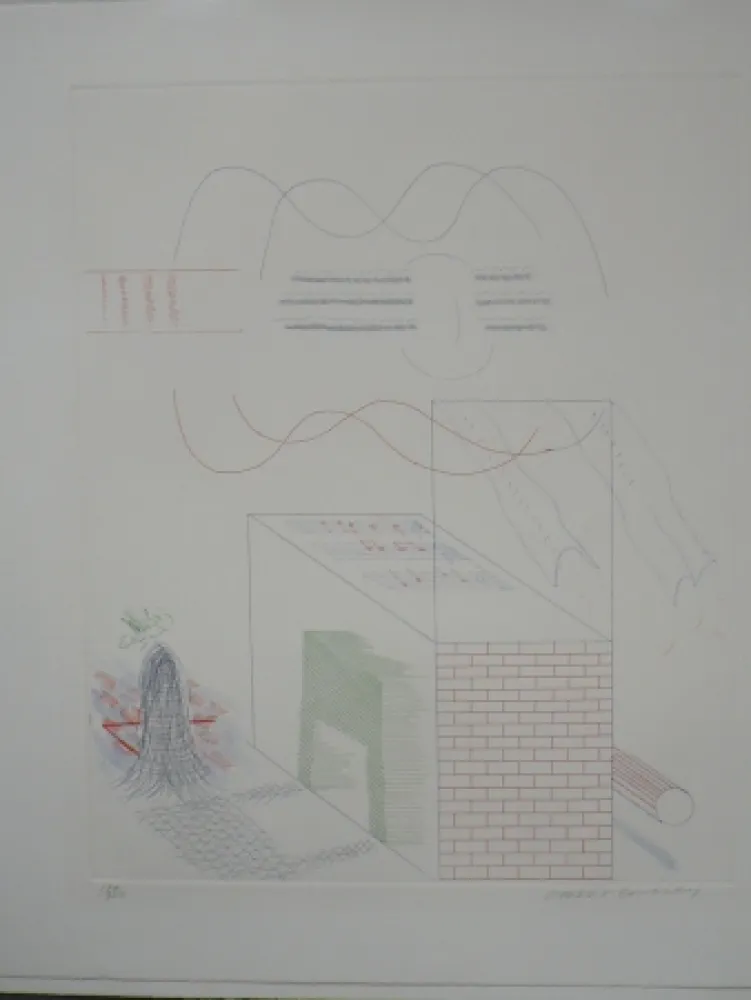 Acquaforte Hockney - The buzzing of the blue guitar (from the blue guitar)