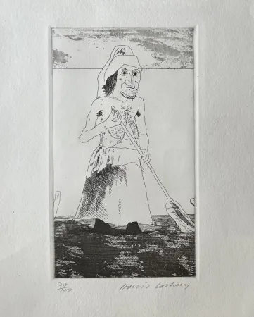 Incisione Hockney - The Enchantress in her garden