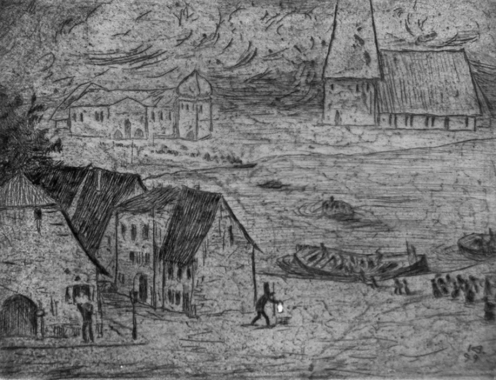 Acquaforte Hofer - Nachtiche Überfährt