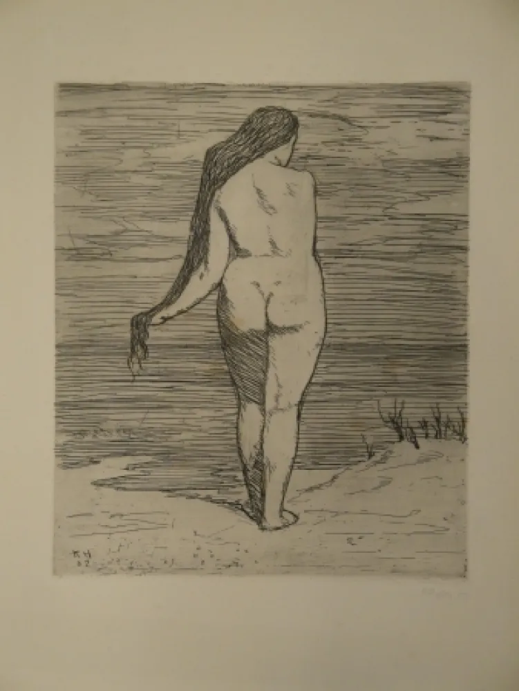 Acquaforte Hofer - Stehendes Weib am Meer