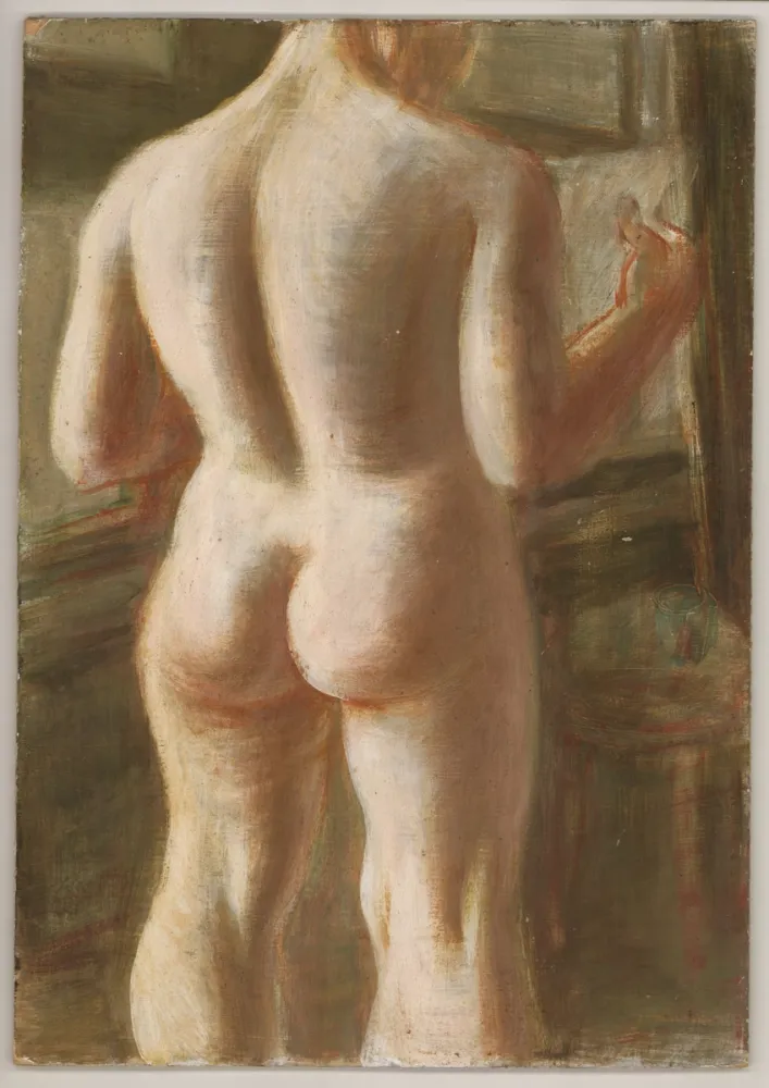 Non Tecnico Hubbuch - (Weiblicher, lesender Rückenakt - Marianne). 