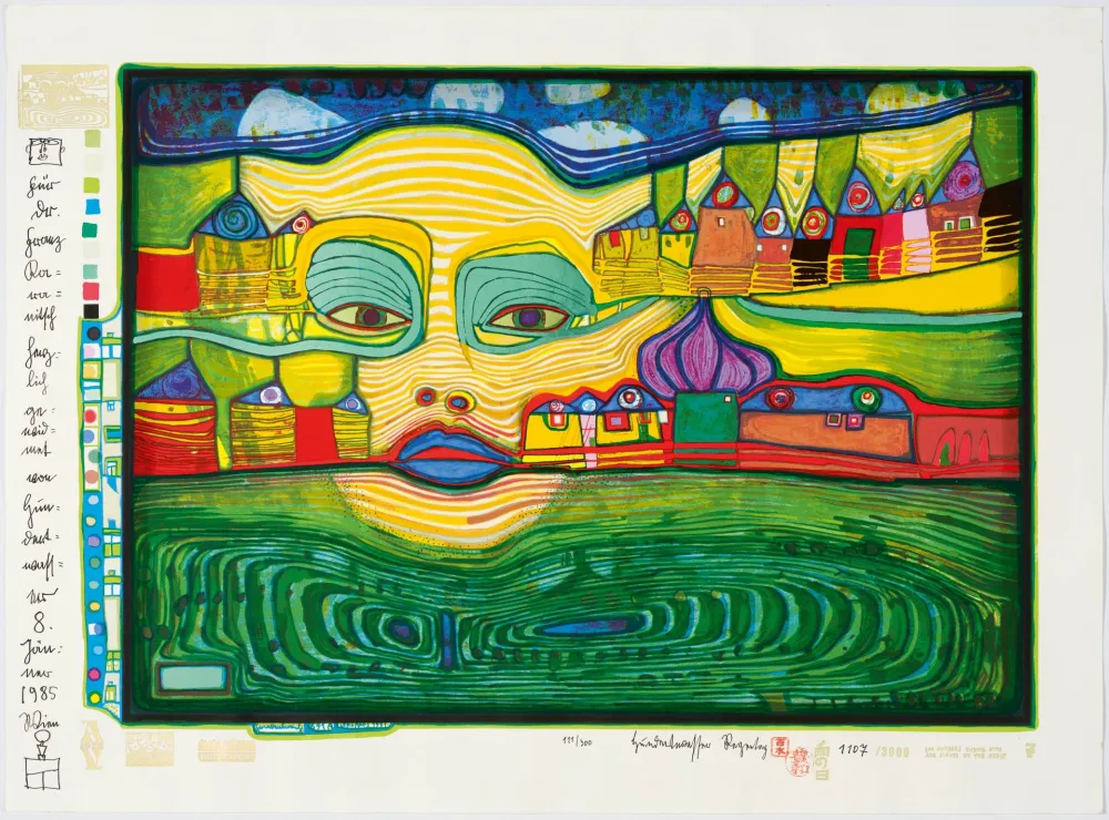 Serigrafia Hundertwasser - Irinaland über dem Balkan