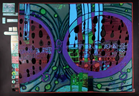 Litografia Hundertwasser - Rainy day from the rain day, Plate 5, 1970-72