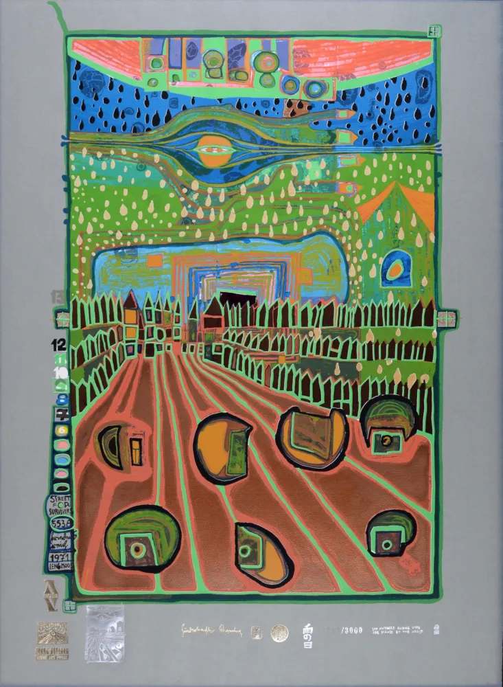 Serigrafia Hundertwasser - Street for survivers, Plate 2, 1970-72