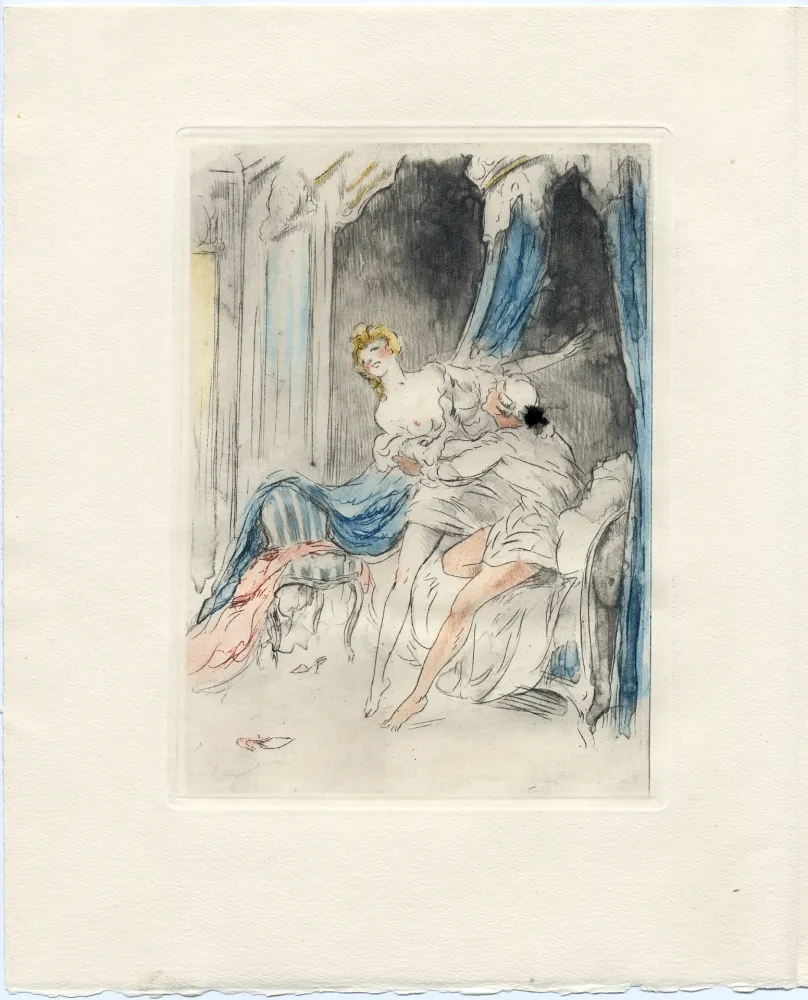 Libro Illustrato Icart - Crébillon : LA NUIT ET LE MOMENT. 25 eaux-fortes de Louis Icart (1946).