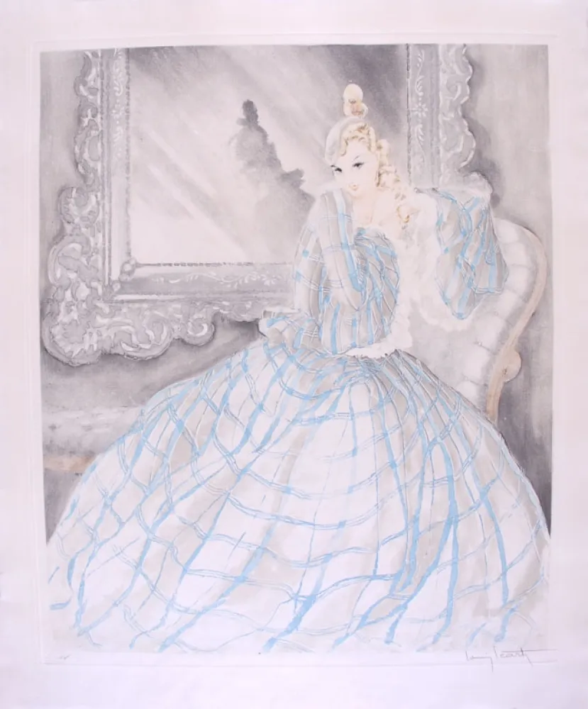 Acquaforte Icart - Girl in Crinoline - Miroir de Venise