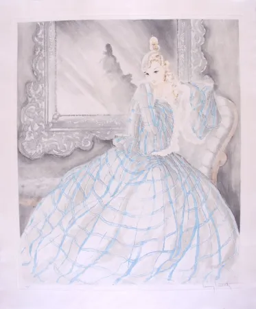 Acquaforte Icart - Girl in Crinoline - Miroir de Venise