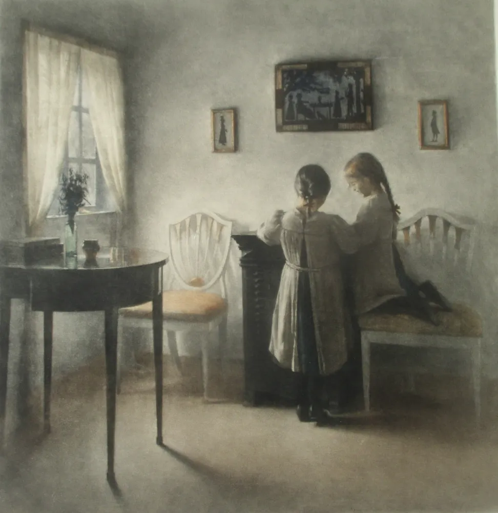 Maniera Nera Ilsted - Two little Girls playing
