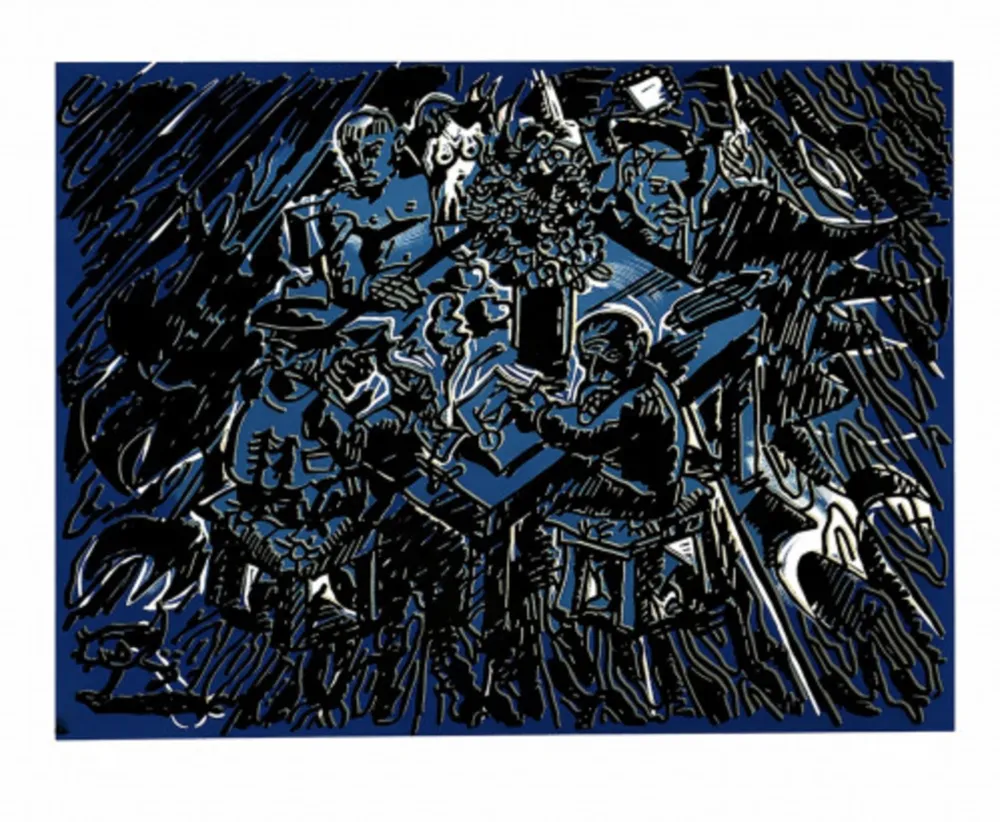 Linoincisione Immendorff - Söhne der Sonne I