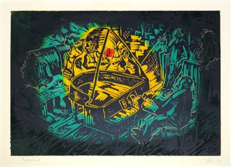 Linoincisione Immendorff - Ständchen für B und D