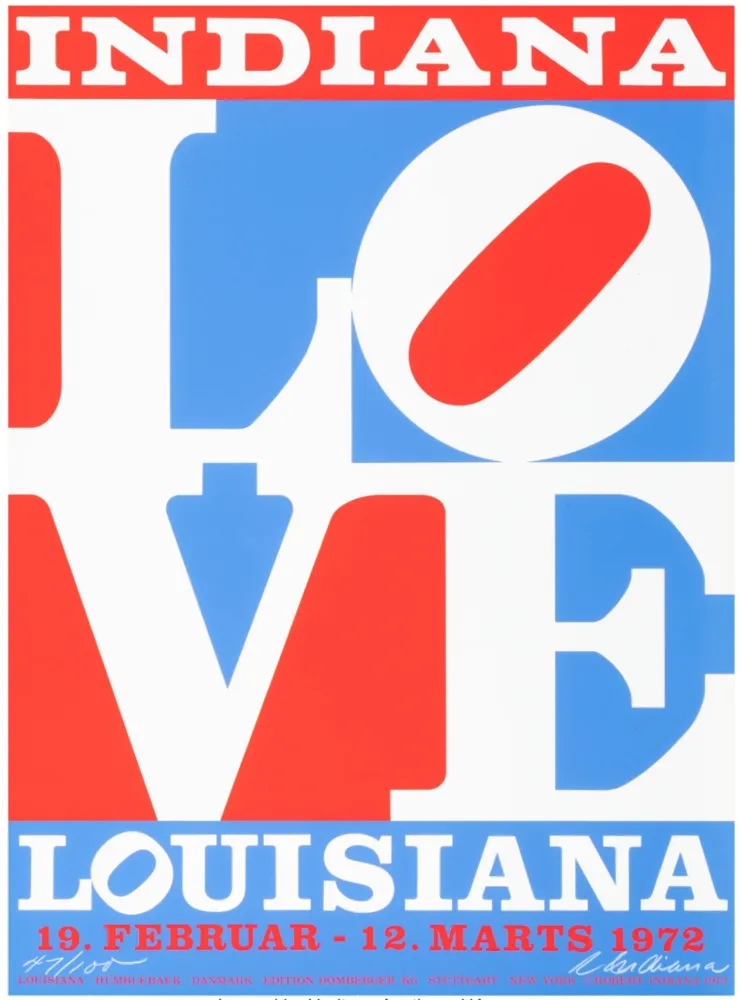 Serigrafia Indiana - Louisiana, LOVE, 1972 - Hand-signed