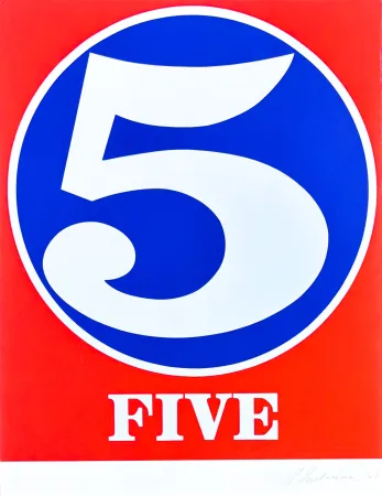 Incisione Indiana - Robert Indiana(1928–2018) - Five, from numbers - Screenprint in colors - 1968
