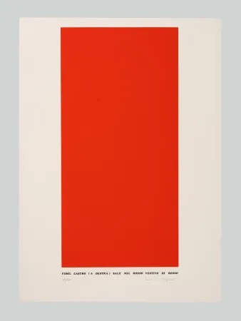 Serigrafia Isgrò - Fidel Castro (a destra) sale nel rosso vestito di rosso