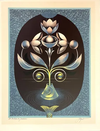 Litografia Jacquot - Fontaine de Jouvence