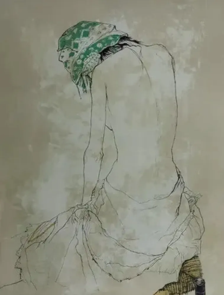 Litografia Jansem - Foulard vert (1993)